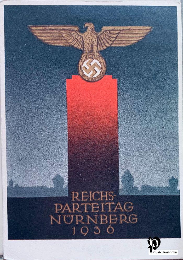Recto carte postale aigle croix gammée Reichparteitag Nuremberg 1936